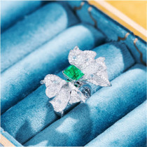 anillos bonitos de mariposa dediamantes con esmeralda para mujer