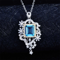 collares bonitos de natural aguamarina esmeralda amatista con flor de diamantes para mujer