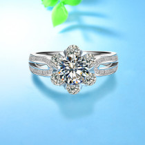 anillos sencillos de flor de diamantes para mujer