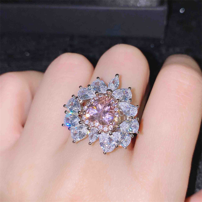 US 2.38 US 3.67 anillo de corazon de diamante rosa para