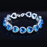 pulsera de corazon de azul  zafiro con diamantes para mujer