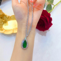 collar de gota de esmeralda lujo con diamantes para mujer