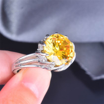 anillos de flor de loto con diamante amarillo para adolescentes