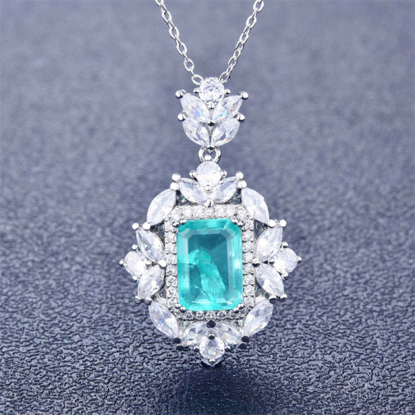 collares bonitos de natural paraiba azul aguamarina con diamantes para mujer