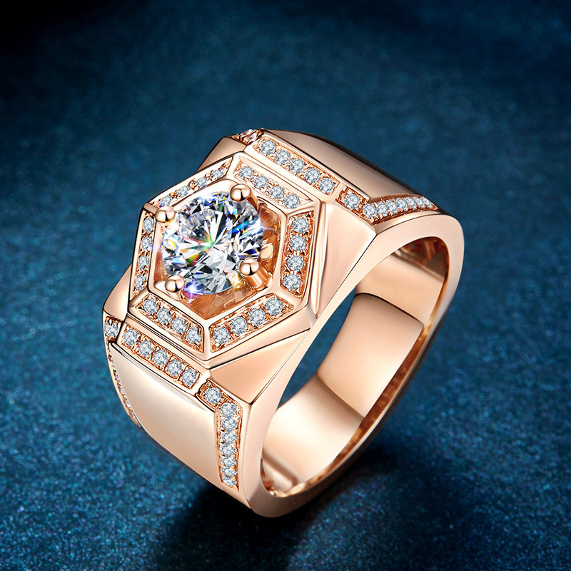 anillos anchos de oro rosa 18k de moda para hombre
