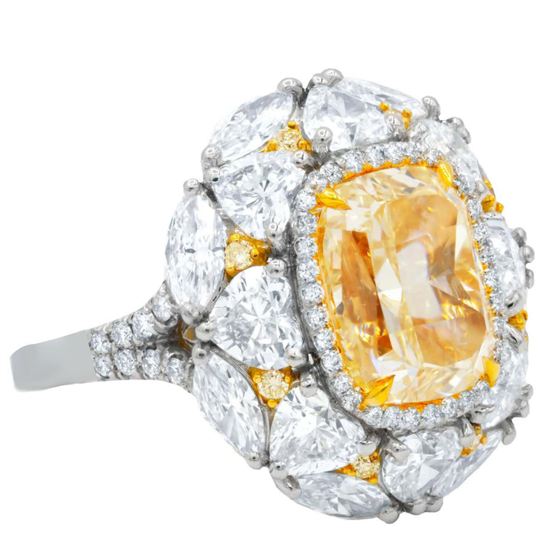 anillos lujos de citrino con diamantes para mujer