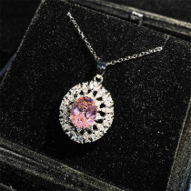 collar de natural cuarzo rosa con diamantes para novia