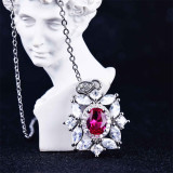 collares bonitos de  diamantes con rubi de moda para mujer