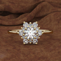 anillos de oro 18k de diamante de copo de nieve para mujer