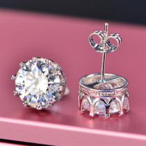 aretes de diamante 1k para mujer en forma de corona para mujer