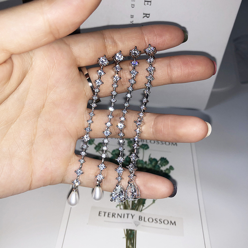 aretes largos plateados personalizados para mujer