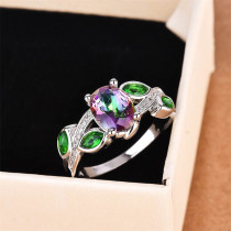 anillos bonitos de emerald cuarzo rosa de moda para mujer