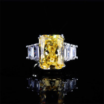 anillo de cuarzo amarillo con diamantes para mujer
