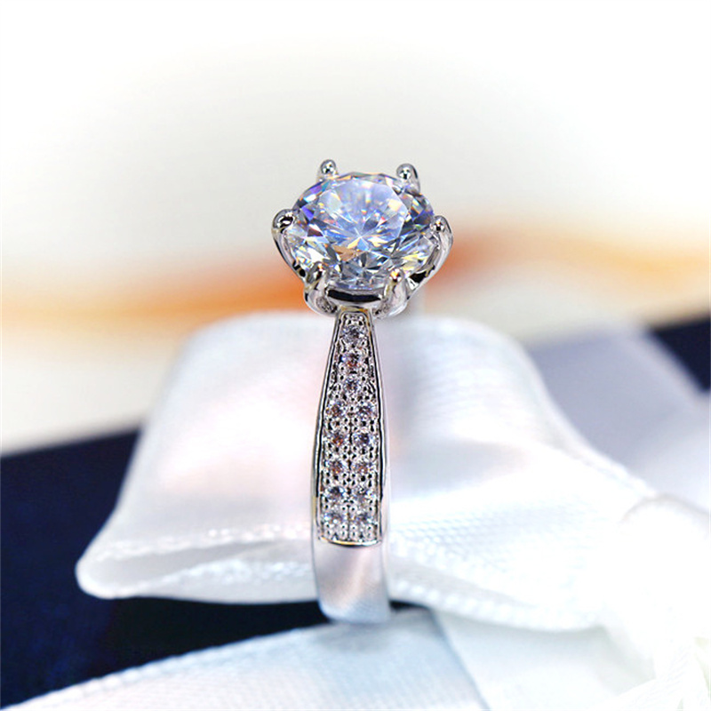 anillos de platino con diamantes brillantes lujo para mujer