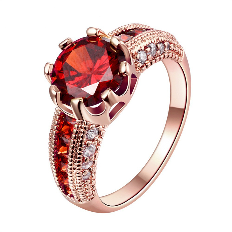 anillos sencillos de oro rosa con rubi para parejas