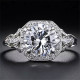 anillos bonitos de plateado con diamantes de moda para mujer
