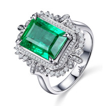 anillos ajustables de oro laminado 18k con esmeralda para mujer