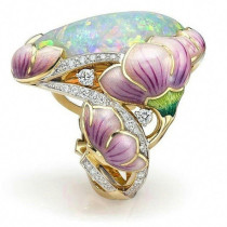 anillos hermosos de flor con diamantes para mujer