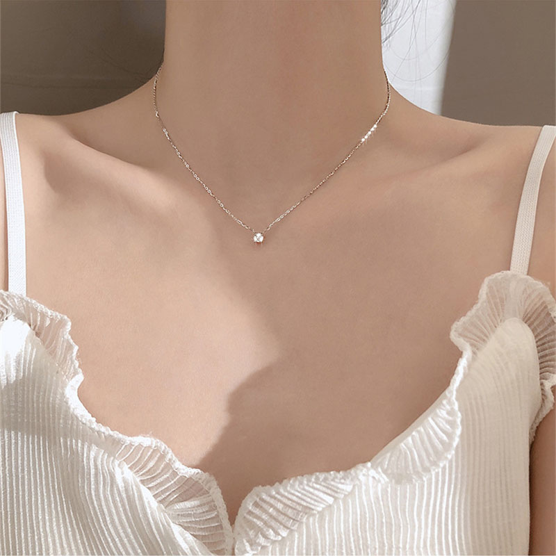 collares sencillos plateados personalizados de moda para mujer