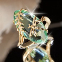anillos lujos de oro 18k con esmeralda de moda para mujer