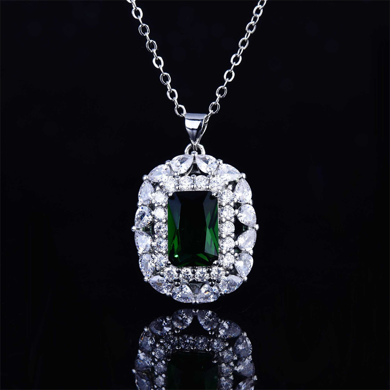 collares bonitos de esmeralda antiguos con diamantes para mujer