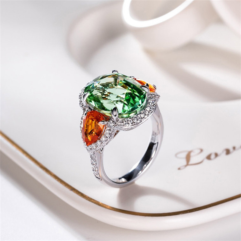 anillos bonitos de natural turmalina con diamantes para mujer