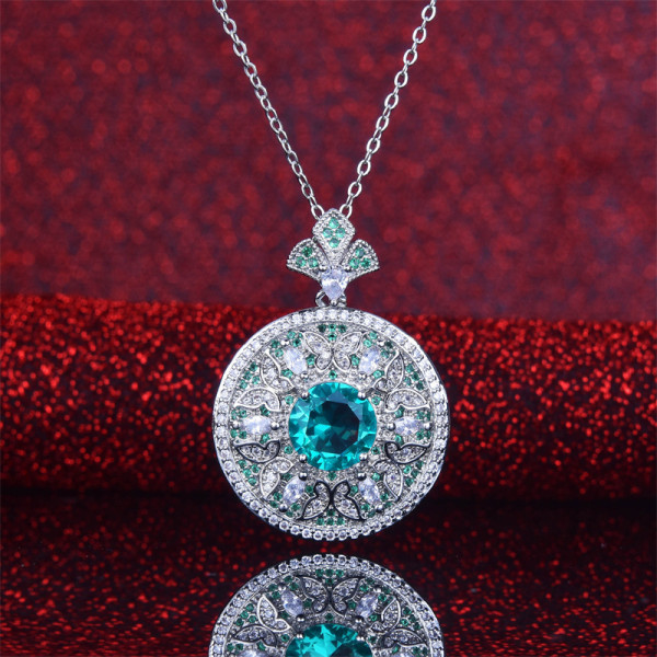 colgante de circonita verde y diamante lujo para mujer