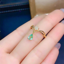 anillos ajustables de esmeralda de moda para mujer