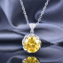 collar de flor de loto con diamante amarillo para adolescentes