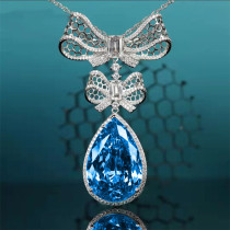 collar de topacio azul y diamante para mujer