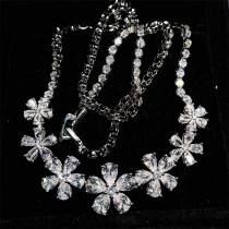collares lujos de siete flores de diamantes para mujer