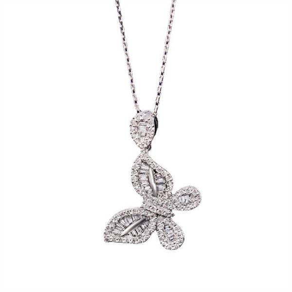 collar de mariposa de diamante para adolescentes