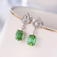 aretes bonitos de turmalina verde con diamantes de moda para mujer