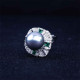 anillo ajustables de gran perla negra con diamantes para mujer
