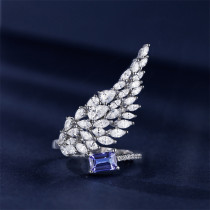 anillo de alas de angel de diamante amatista para mujer