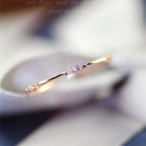 anillo delicado de fino oro 14k con nueve diamantes para mujer