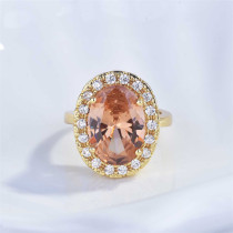 anillos bonitos de oro 18k con oval cuarzo rosa diamantes para mujer