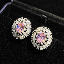 aretes de natural cuarzo rosa con diamantes para novia
