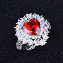 anillos bonitos de corazon de rubi con diamantes para mujer