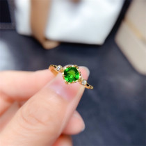 anillos ajustables de oro 18k con natural esmeralda para mujer