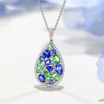 collar de esmeralda zafiro diamante para  mujer