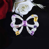 anillos bonitos de lazo de diamantes y cuarzo rosa para mujer