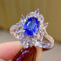 anillos bonitos de natural zafiro con diamantes para mujer