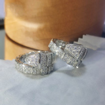anillo ajustable personalizado de serpiente de diamante para mujer