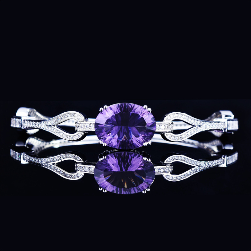 pulsera de amatista brasileña con diamantes para mujer