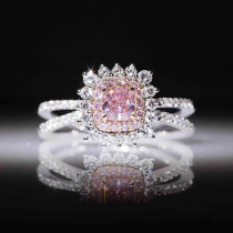 anillos lujos de platino 950 con cuarzo rosa para mujer