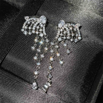 aretes de mariposa de diamantes de moda para mujer