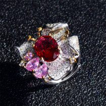 anillos bonitos de mariposa con diamantes rojo rubí curzo rosa para mujer