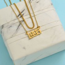 collares doble aesthetic con colgante 1995 18k por mayor