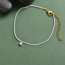 pulsera de hilo blanco estilo simple con perla natural